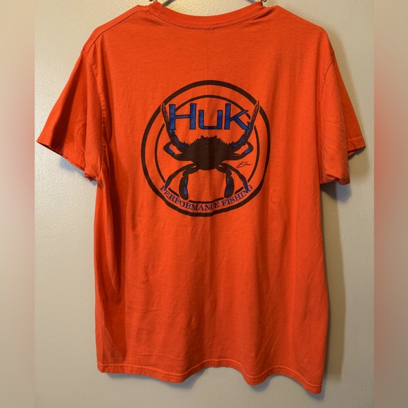 Men’s Huk Performance Fishing Graphic Tee - Orange, Size L - Picture 1 of 7